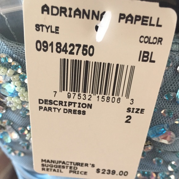 NEW WITH TAGS!! Never worn! Adrianna Papell Ice Blue Embellished Cocktail Dress - Picture 8 of 8
